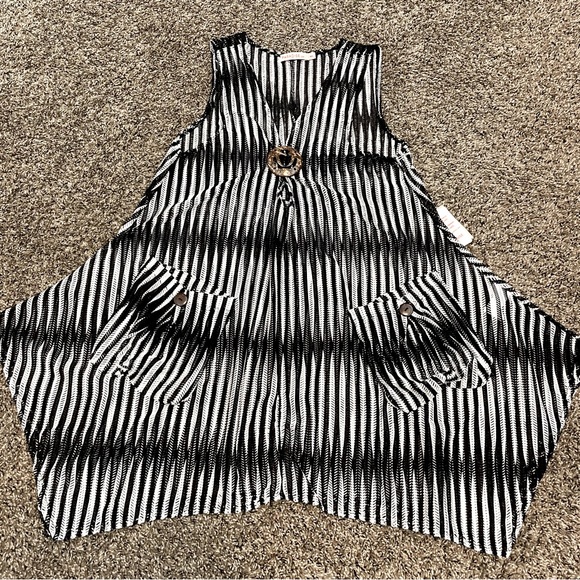 NWT Paradise USA Black & White Swimsuit Cover Up Sz M/L - Picture 7 of 7